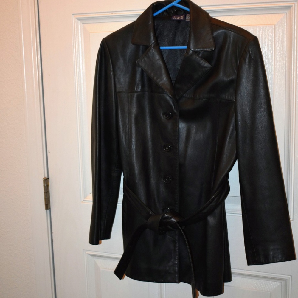 Peacoat style leather coat